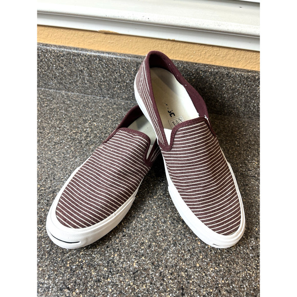 Converse Jack Purcell Burgundy Striped Slip On Mens 9 Sneaker Skate Shoes Casual - Picture 2 of 11